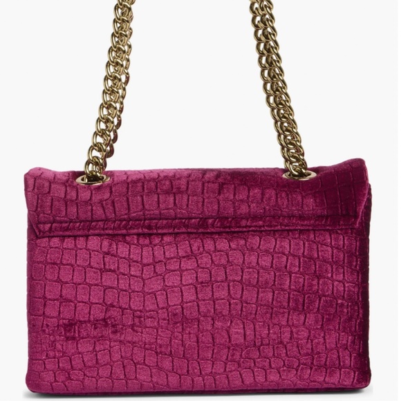 Kurt Geiger London Velvet Brixton Shoulder Bag in Medium Red - Picture 2 of 6